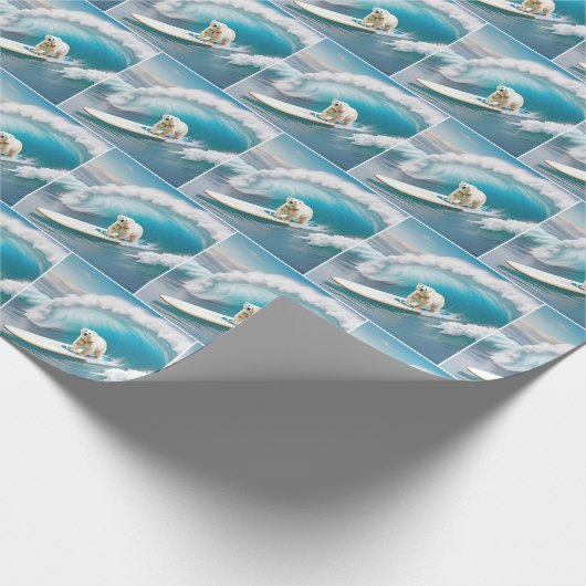 Surfpolarbär Geschenkpapier (Ecke)