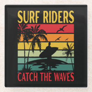 Surfreiter erwischen die Wellen Glasuntersetzer