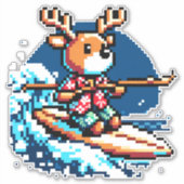 Surfrendeer - Funny Pixel Art Holiday Design Aufkleber (Vorderseite)