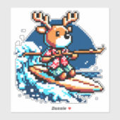 Surfrendeer - Funny Pixel Art Holiday Design Aufkleber (Blatt)