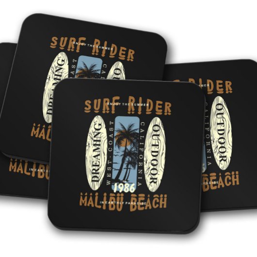 Surfrider Malibu Beach | Surfboard Untersetzer Set