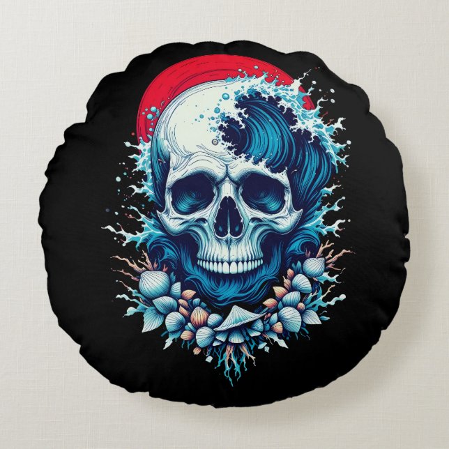 Surf's Last Ride Rundes Kissen (Vorderseite)