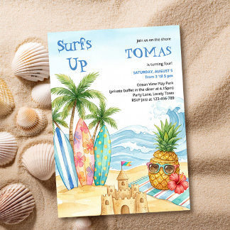 Surfs Up Aloha Tropischer Strand Kindergeburtstag Einladung