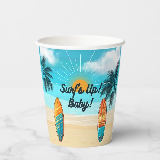 Surf's Up Baby - Babydusche Pappbecher (Rückseite)