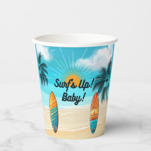 Surf's Up Baby - Babydusche Pappbecher (Vorderseite)