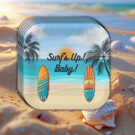 Surf's Up Baby - Babydusche Pappteller