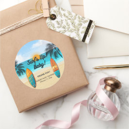 Surf's Up Baby - Babydusche Runder Aufkleber