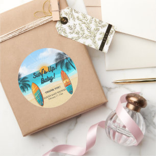 Surf's Up Baby - Babydusche Runder Aufkleber