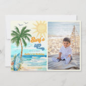 Surfs Up Beach 1. Geburtstag Foto Einladung (Vorderseite)