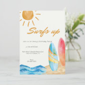Surf's Up Beach - Einladung zum Geburtstag (Stehend Vorderseite)