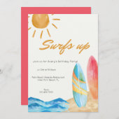 Surf's Up Beach - Einladung zum Geburtstag (Vorne/Hinten)