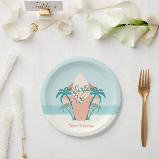 Surf's Up Beach Retro Party Paper Plate Pappteller (Hochzeit)