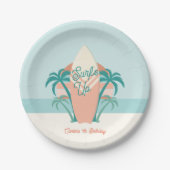 Surf's Up Beach Retro Party Paper Plate Pappteller (Vorderseite)