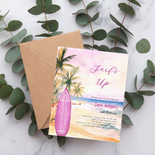 Surf's up beach surfboard Mädchen Geburtstagseinla