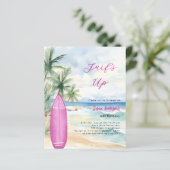 Surf's up beach surfboard Mädchen Geburtstagseinla (Stehend Vorderseite)