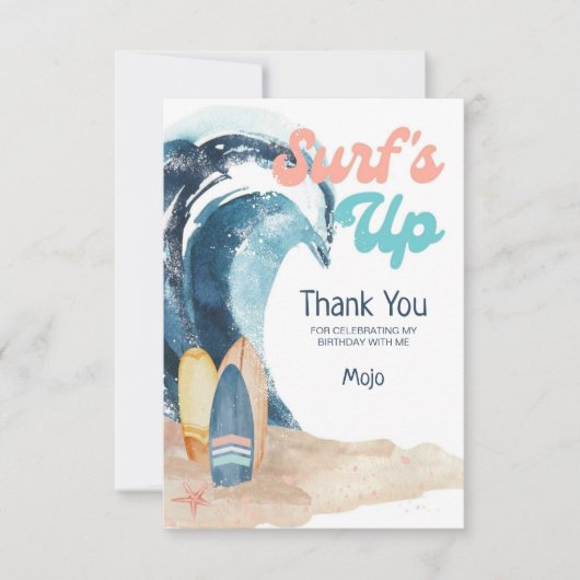 Surf's Up | Beach Surfboards Kids Birthday Dankeskarte (Vorderseite)