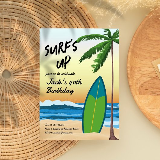 Surf's Up Beach zum Geburtstag einladen Einladung