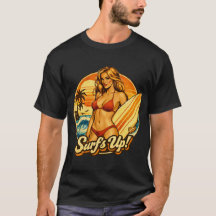 Surf's Up Bikini Pin-Up | Retro-Surf-Shop Grafik