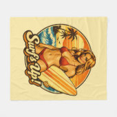 Surf's Up Bikini Pin-Up | Retro Surf Shop Graphic Fleecedecke (Vorderseite (Horizontal))