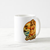 Surf's Up Bikini Pin-Up | Retro Surf Shop Graphic Kaffeetasse (VorderseiteRechts)