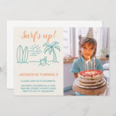 Surf's Up Birthday Einladung mit Foto (Vorne/Hinten)