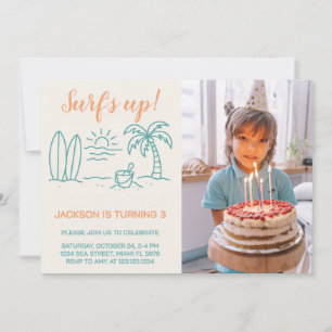 Surf's Up Birthday Einladung mit Foto