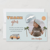 Surf's Up Birthday Foto Danke Karte (Vorderseite)