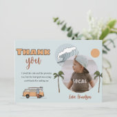 Surf's Up Birthday Foto Danke Karte (Stehend Vorderseite)