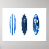 Surfs Up Blaue Wasserfarbe-Surfboards Poster (Vorne)