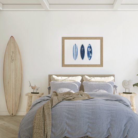 Surfs Up Blaue Wasserfarbe-Surfboards Poster