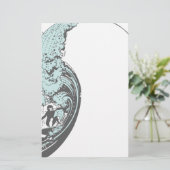 Surf's Up Blue Stationary Briefpapier (Stehend Vorderseite)