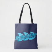 Surf's Up blue surfers tote bag Tasche (Vorderseite)