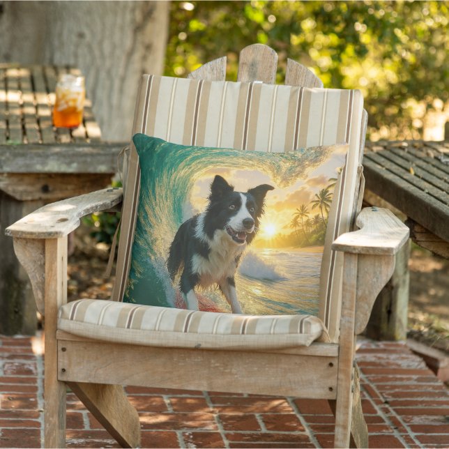 Surfs up Border Collie Kissen (Stuhl )