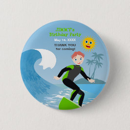 Surf's up boy Birthday Party Button