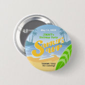 Surf's up boy Birthday Party Button (Vorne & Hinten)