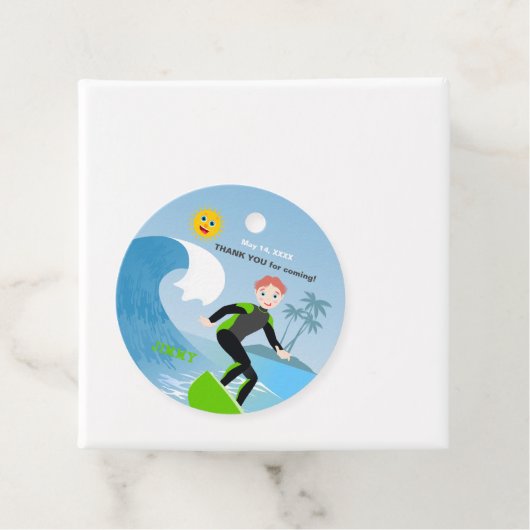 Surf's up boy Birthday Party Geschenkanhänger (Beispiel)