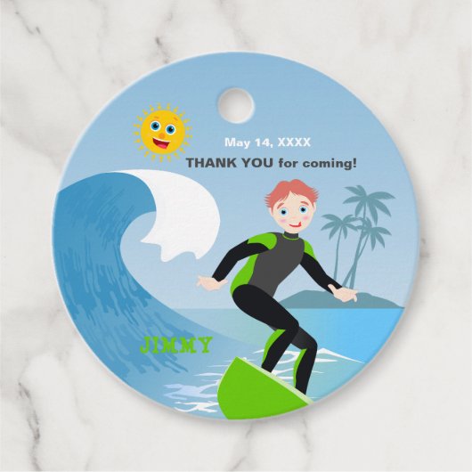 Surf's up boy Birthday Party Geschenkanhänger (Vorderseite)