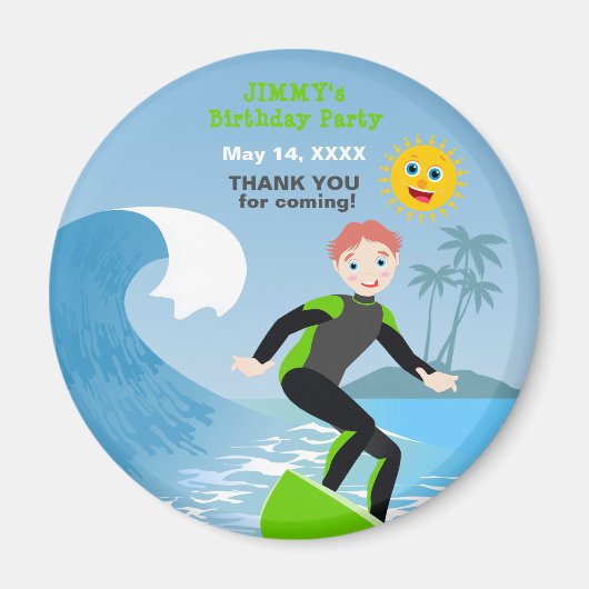 Surf's up boy Birthday Party Magnet (Vorne)