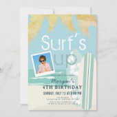 Surf's Up Boy Surfboards Beach Foto Geburtstag Einladung (Vorderseite)