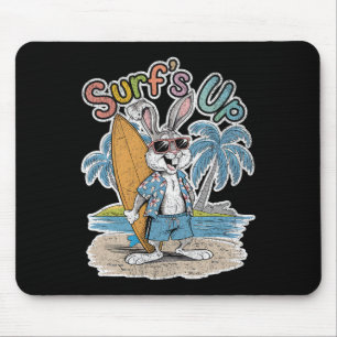 Surfs Up Bunny Rabbit Surfer Surfbrett Sommer Retr Mousepad