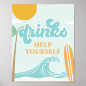 Surf's Up DRINK-Schild Beach Birthday Food Poster (Vorne)