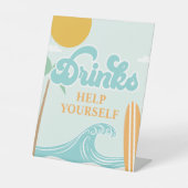 Surf's Up DRINK-Schild Beach Birthday Food Sockelschild (Vorderseite)