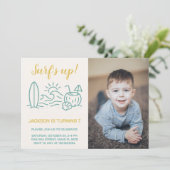 Surf's Up Editable Birthday Einladung (Stehend Vorderseite)