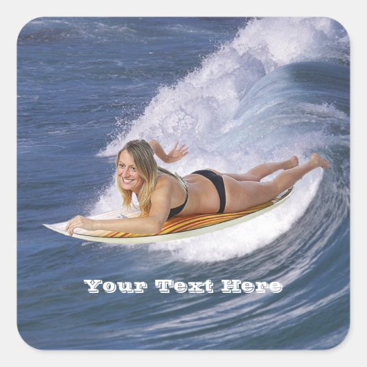 Surf's Up! Fang die Welle! Quadratischer Aufkleber (Vorderseite)