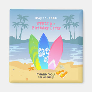 Surf's up Girly Birthday Party Magnet