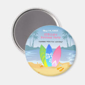 Surf's up Girly Birthday Party Magnet (Vorderseite/Rückseite)