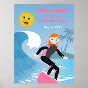 Surf's up Girly Birthday Party Poster