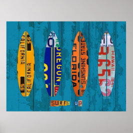 Surf's Up License Plate Art Poster