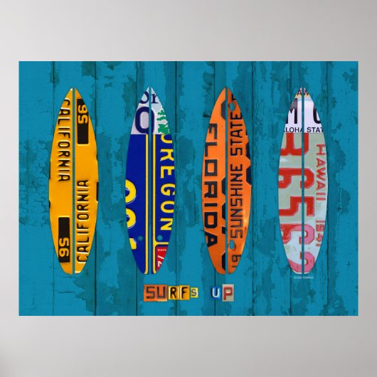 Surf's Up License Plate Art Poster (Vorne)