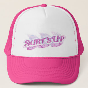 "Surf's Up" Mädchenstrand lila, rosa und weiß Truckerkappe